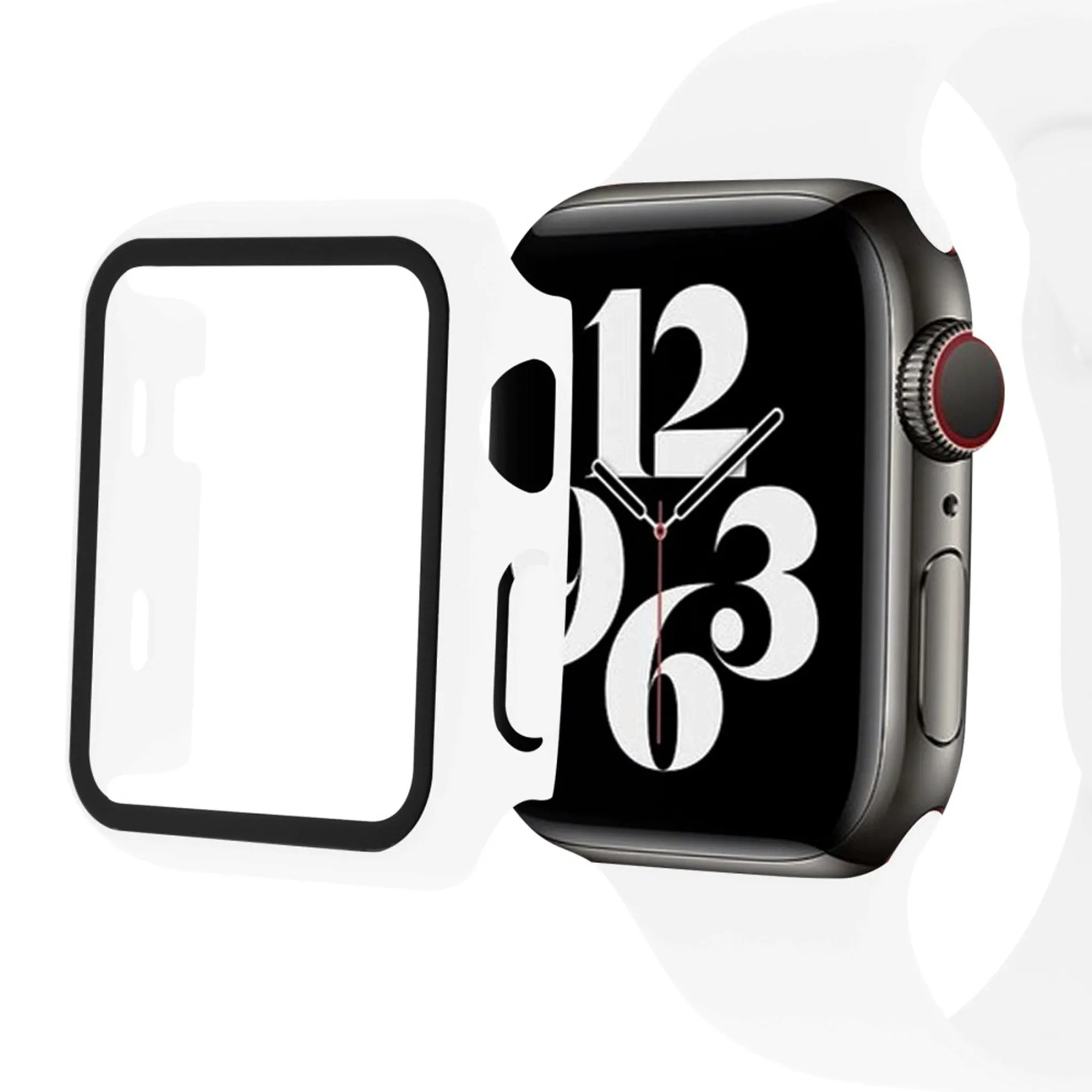Apple Watch (41mm) silicone watch strap   tempered glass cover - White