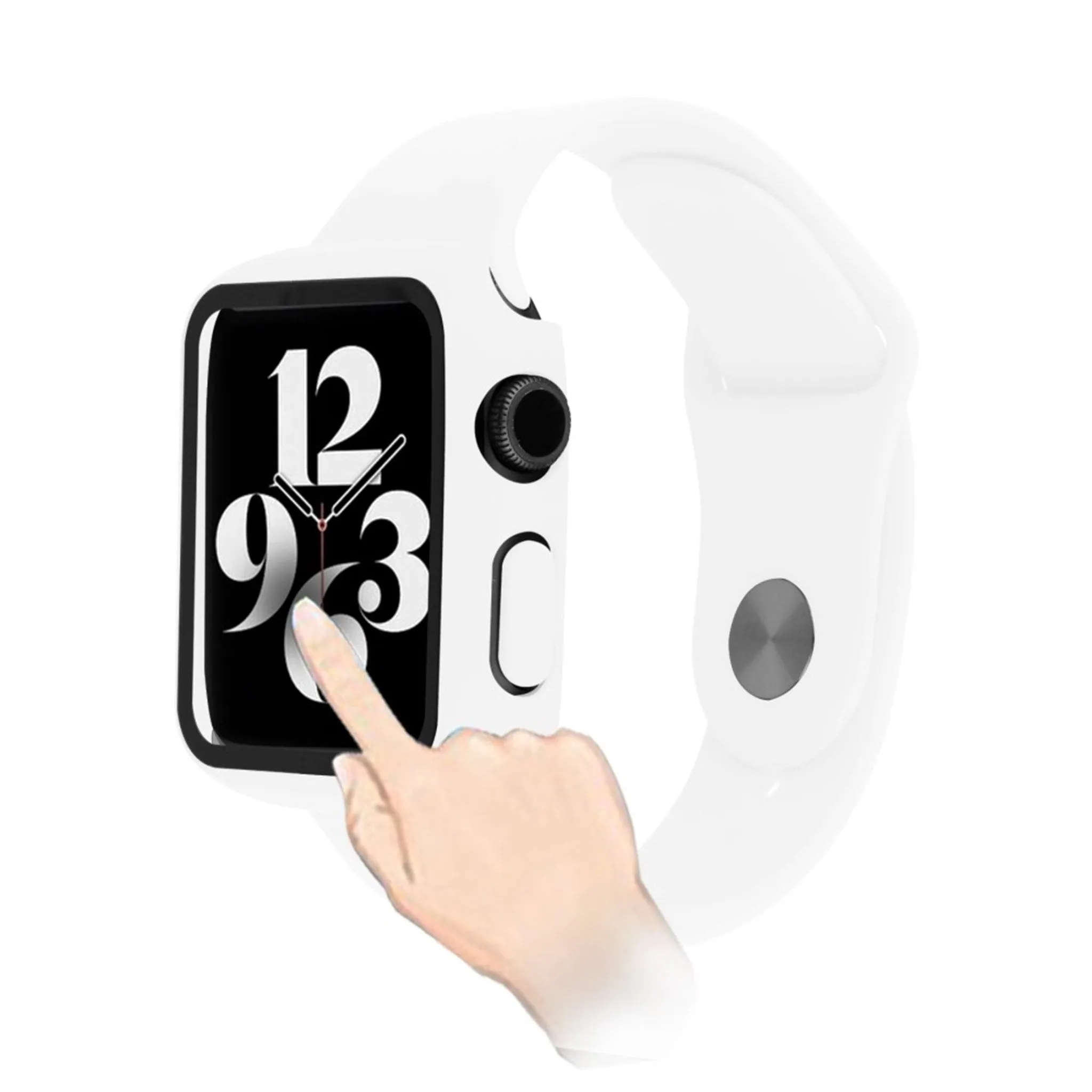 Apple Watch (41mm) silicone watch strap   tempered glass cover - White