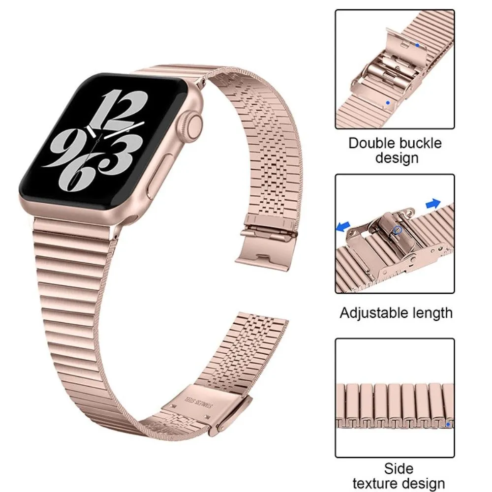 Apple Watch (41mm) stainless steel double buckle watch strap - Pink Gold
