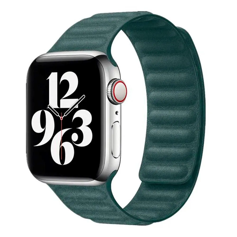 Apple Watch (42/44/SE/45/46/49mm) Lippa Magnetisk Finewoven Rem - Grøn