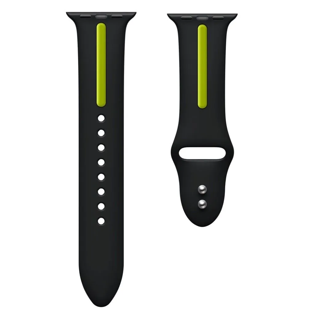 Apple Watch 42mm two-tone soft silicone watchband - Black   Green