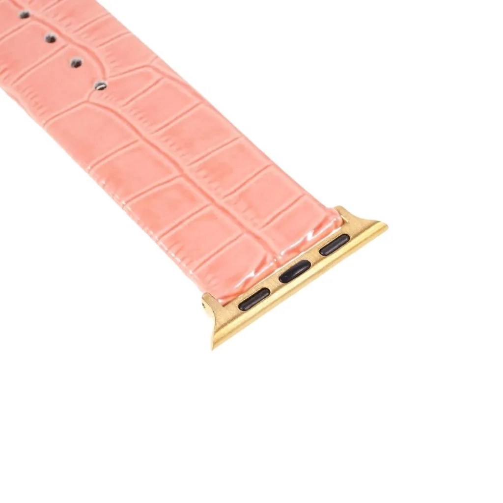 Apple Watch 44mm croc-like genuine leather watch strap - Orange