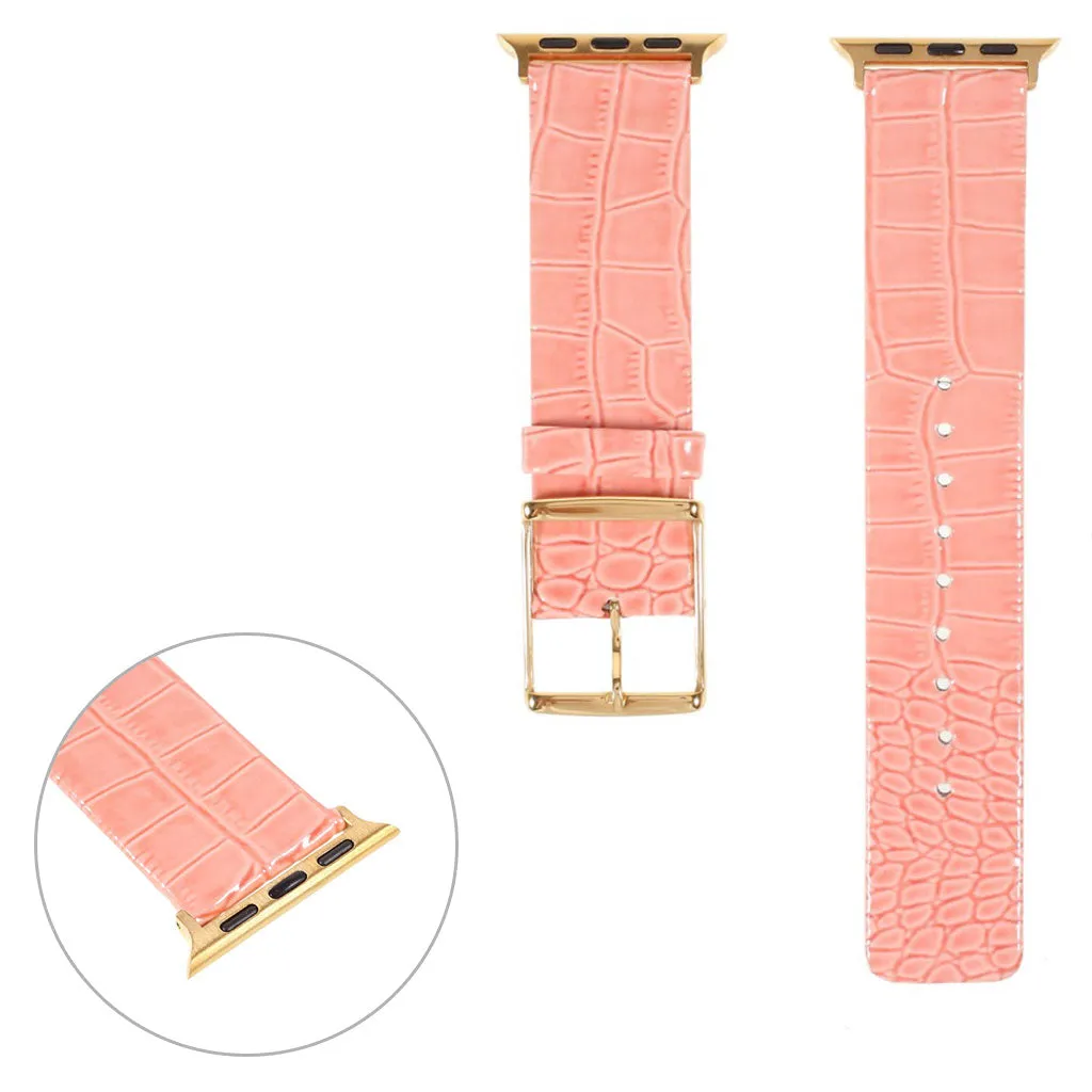 Apple Watch 44mm croc-like genuine leather watch strap - Orange
