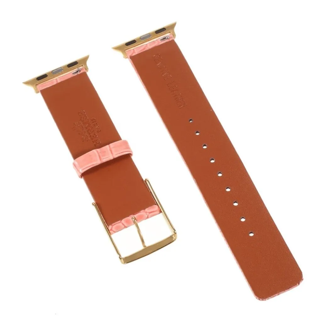 Apple Watch 44mm croc-like genuine leather watch strap - Orange