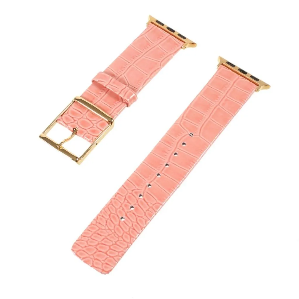 Apple Watch 44mm croc-like genuine leather watch strap - Orange
