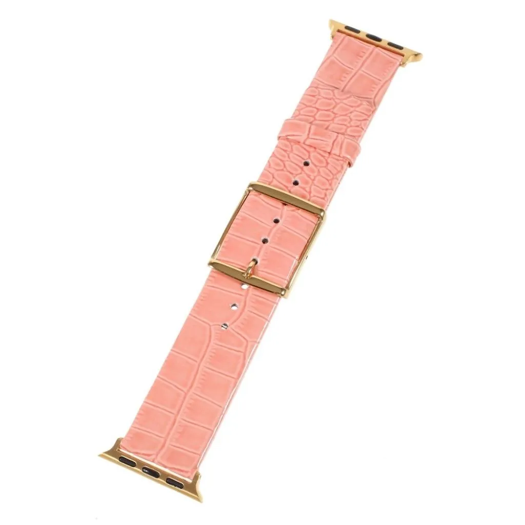 Apple Watch 44mm croc-like genuine leather watch strap - Orange