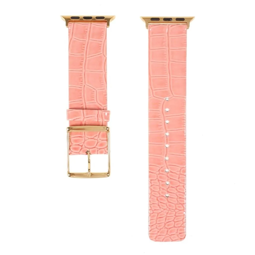 Apple Watch 44mm croc-like genuine leather watch strap - Orange