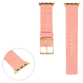 Apple Watch 44mm croc-like genuine leather watch strap - Orange