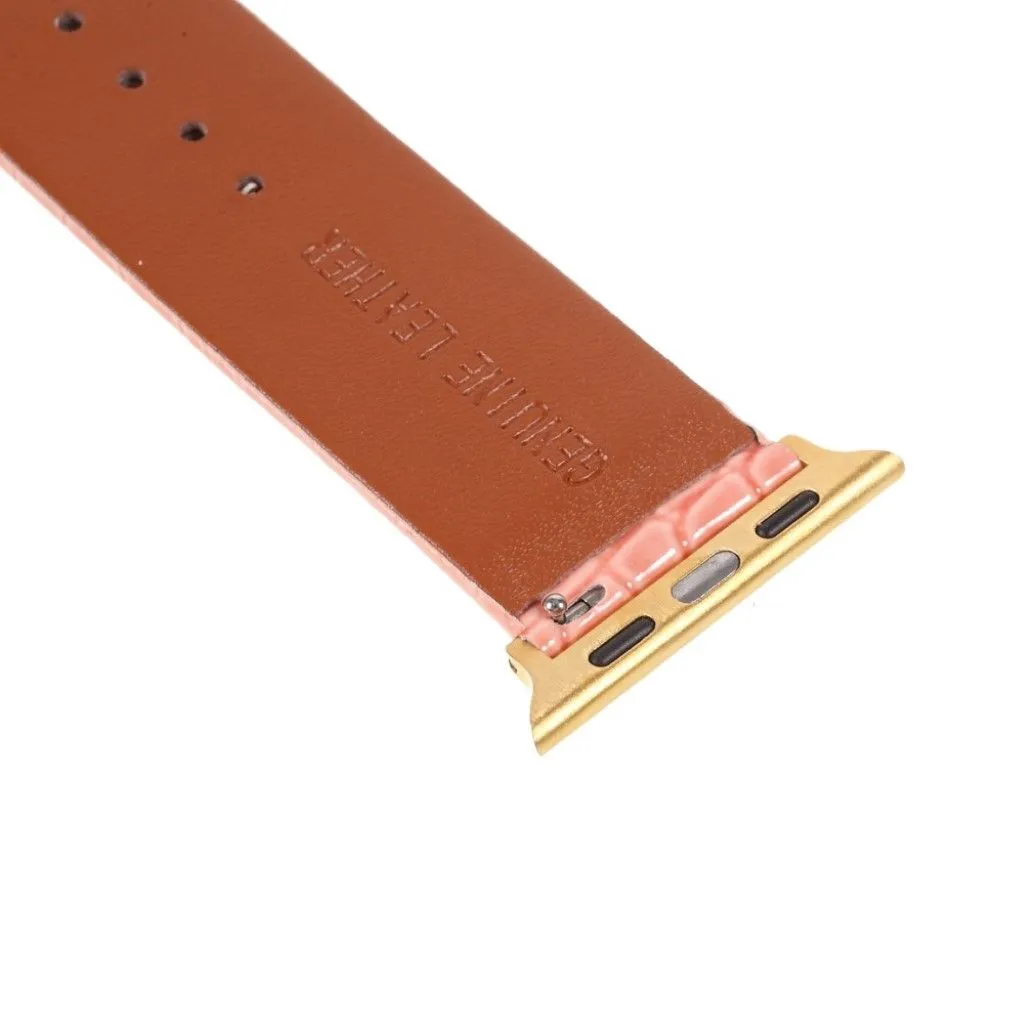 Apple Watch 44mm croc-like genuine leather watch strap - Orange