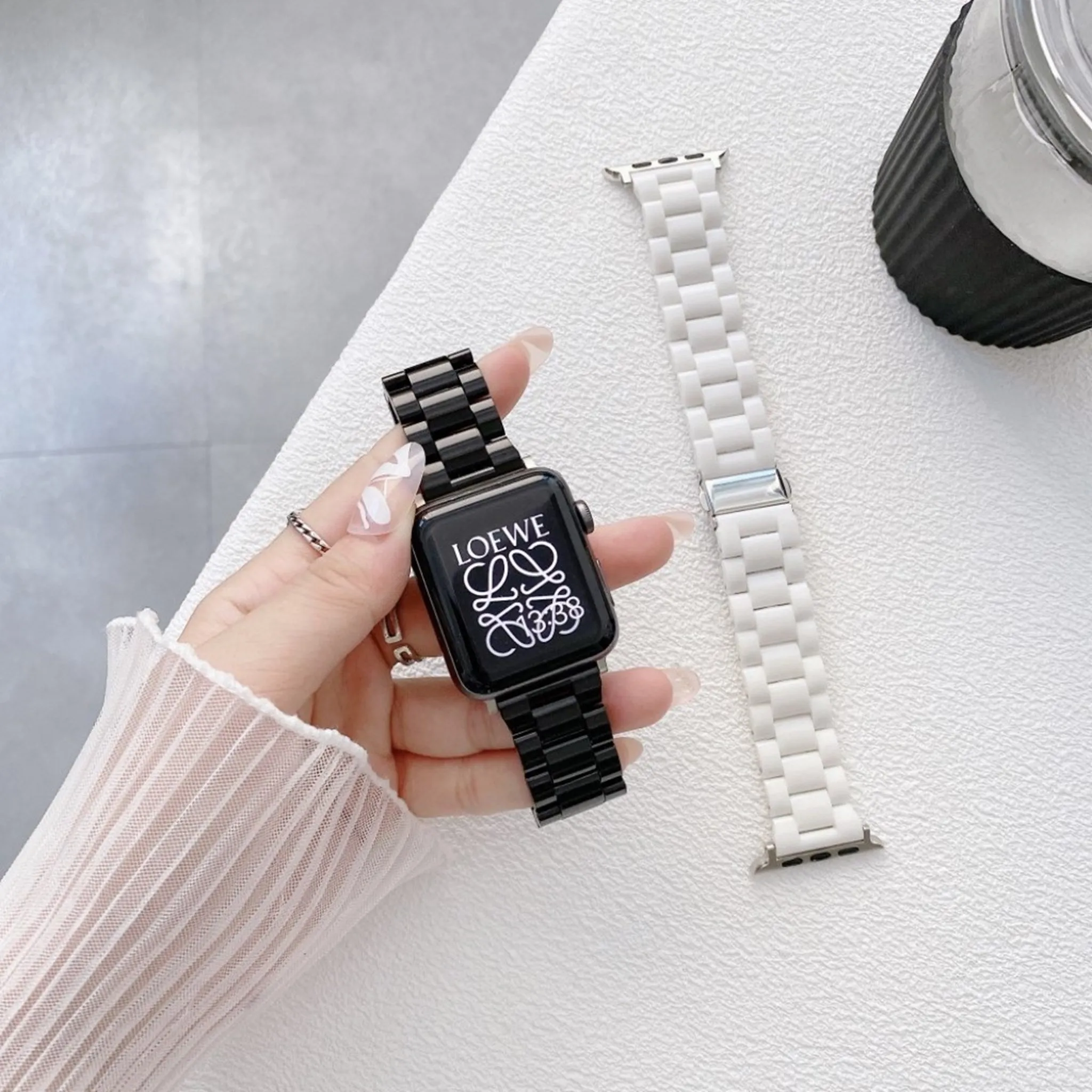 Apple Watch 44mm simple PC watch strap - White