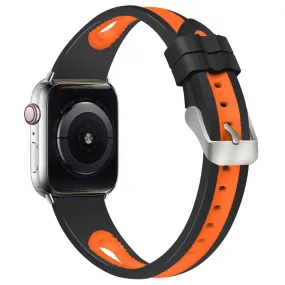 Apple Watch (45mm) bi-color silicone watch strap - Black / Orange
