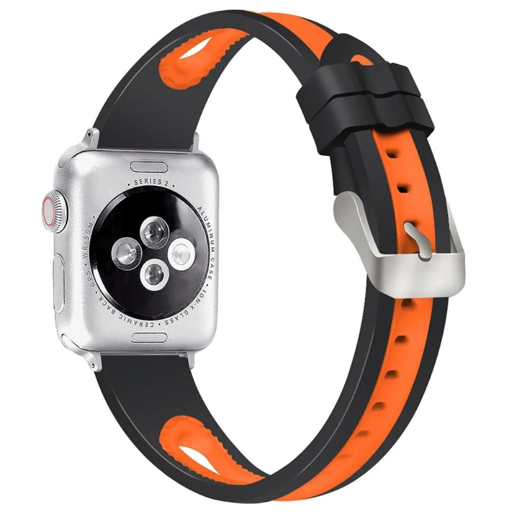 Apple Watch (45mm) bi-color silicone watch strap - Black / Orange