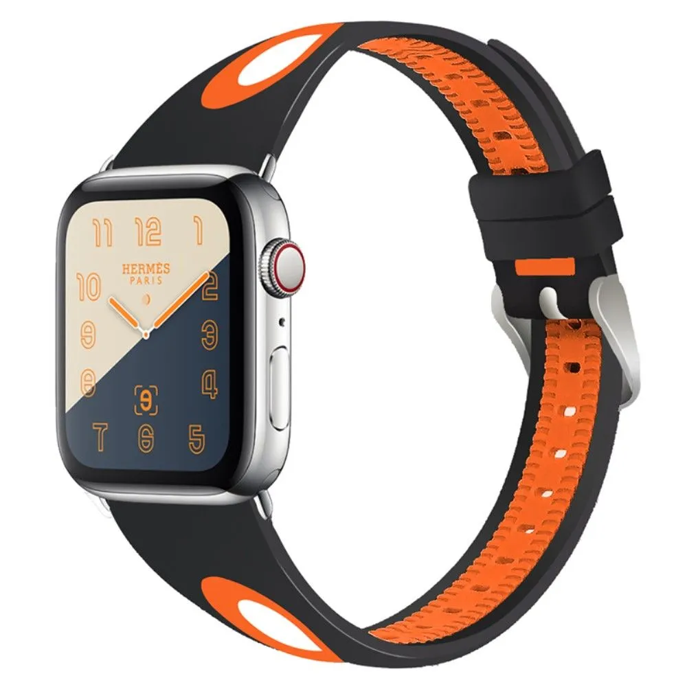 Apple Watch (45mm) bi-color silicone watch strap - Black / Orange