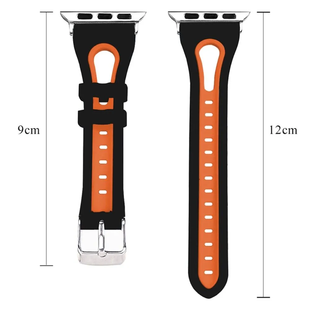 Apple Watch (45mm) bi-color silicone watch strap - Black / Orange