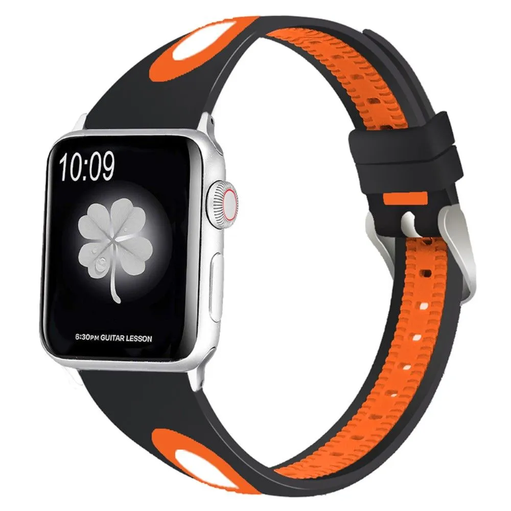 Apple Watch (45mm) bi-color silicone watch strap - Black / Orange