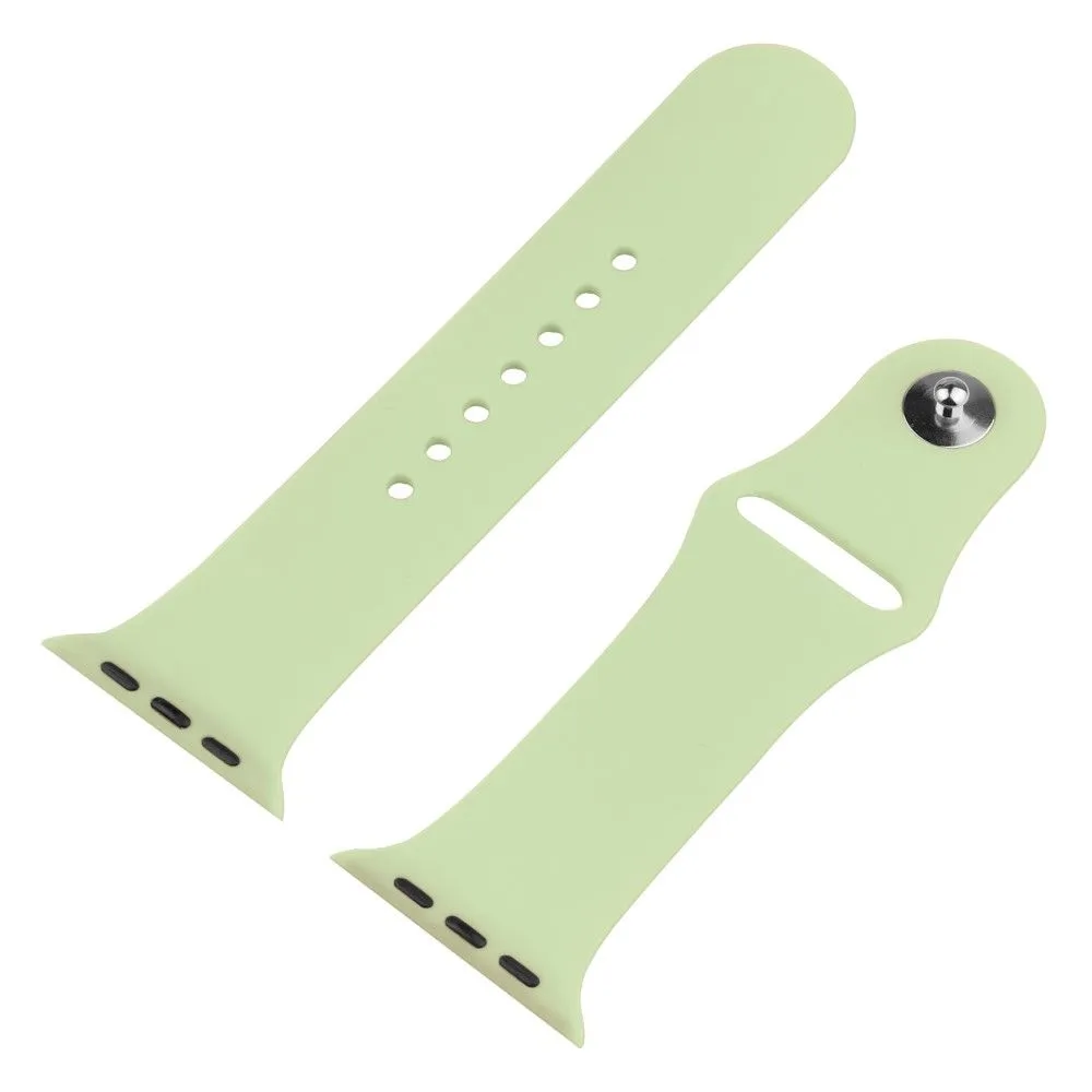 Apple Watch (45mm) cover with tempered glass   silicone watch strap - Light Green