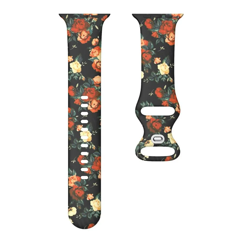 Apple Watch (45mm) design style silicone watch strap - Red Roses