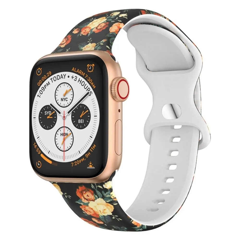Apple Watch (45mm) design style silicone watch strap - Red Roses