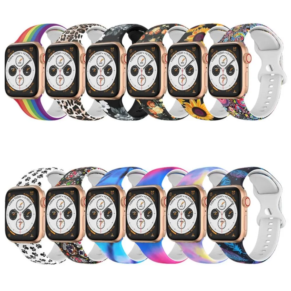 Apple Watch (45mm) design style silicone watch strap - Red Roses
