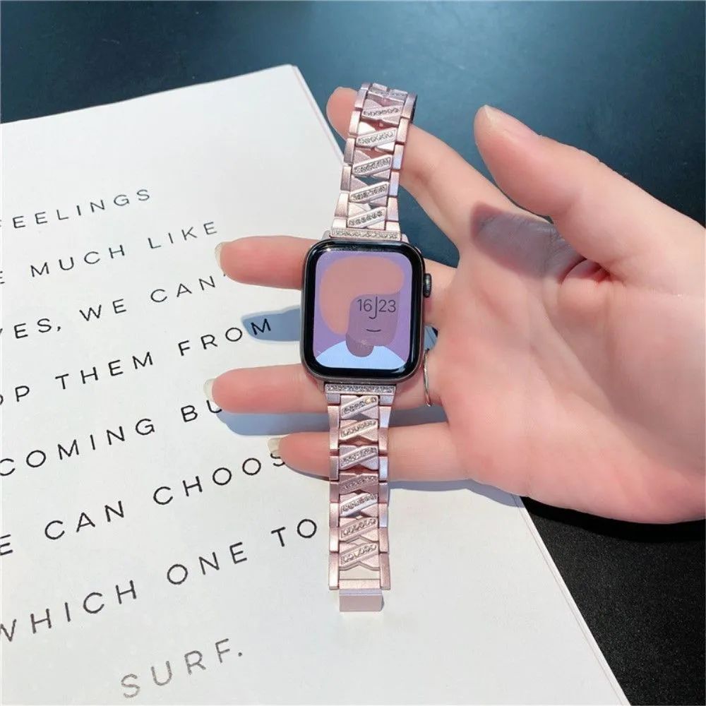 Apple Watch (45mm) rhinestone X design watch strap - Pink