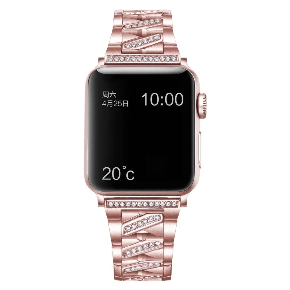 Apple Watch (45mm) rhinestone X design watch strap - Pink