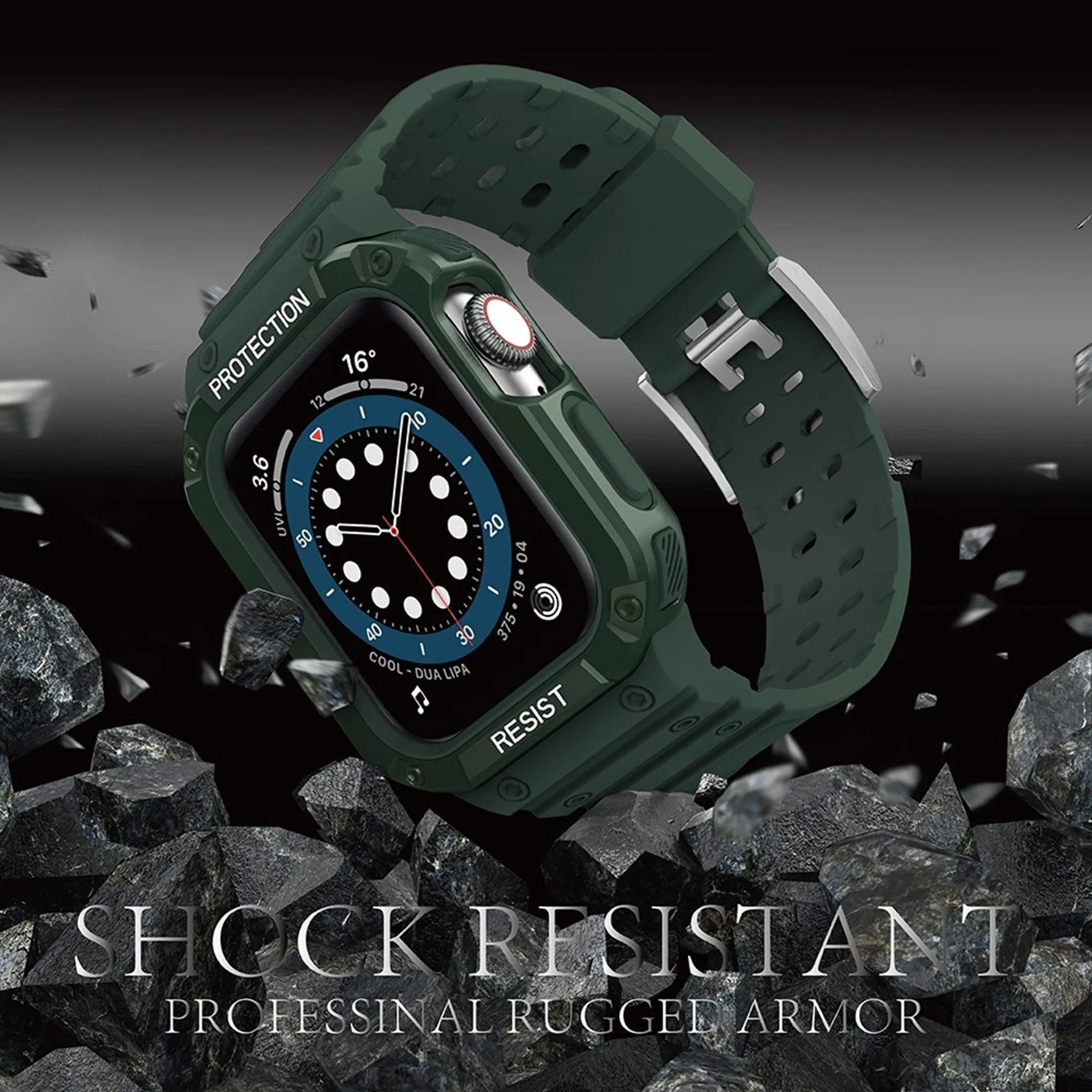 Apple Watch (45mm) TPU watch strap - Midnight Green / Green