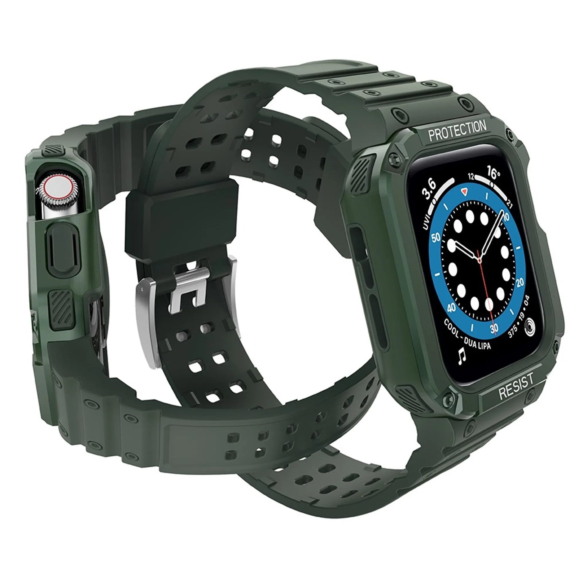 Apple Watch (45mm) TPU watch strap - Midnight Green / Green