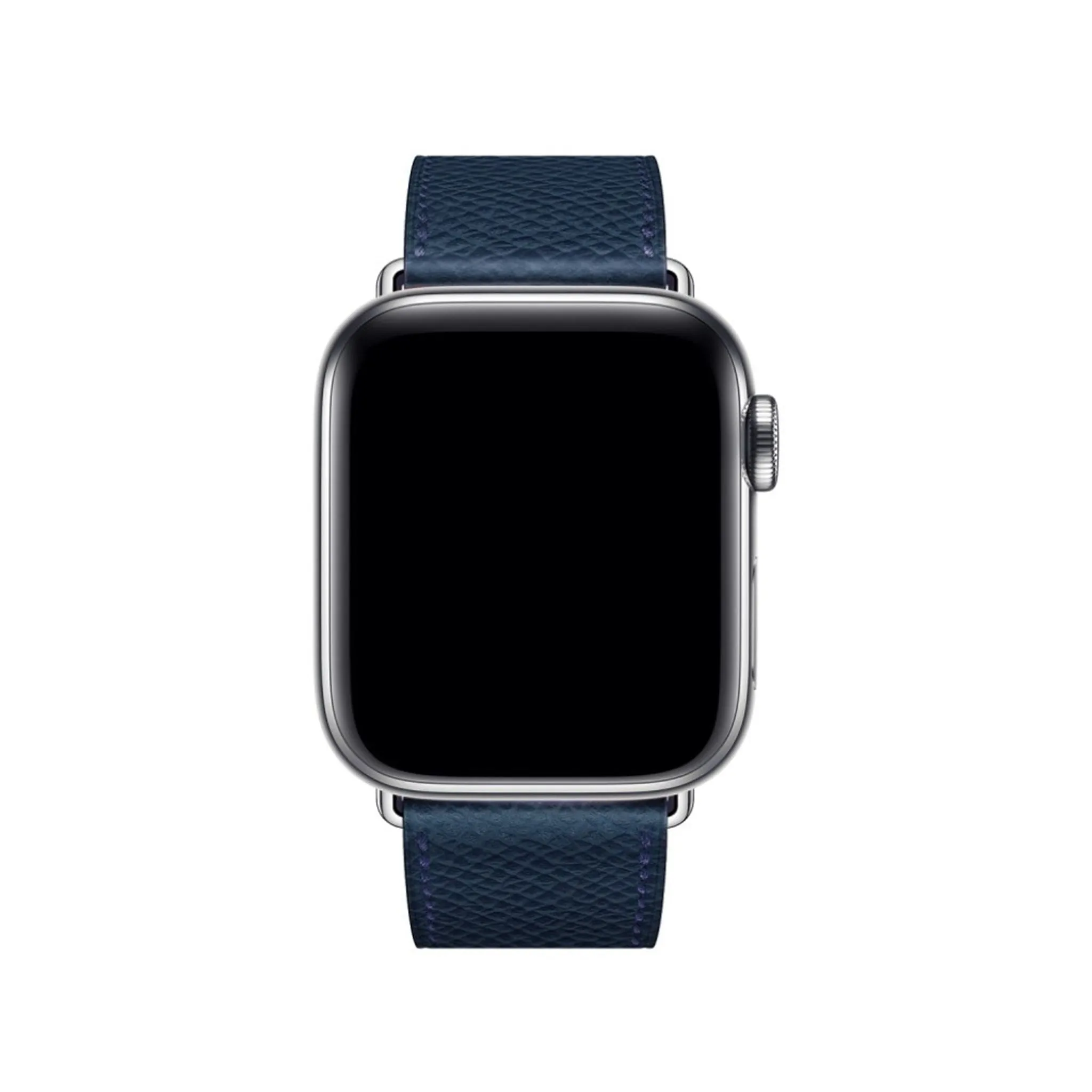 Apple Watch Series 5 44mm cross texture genuine leather watch band - Dark Blue