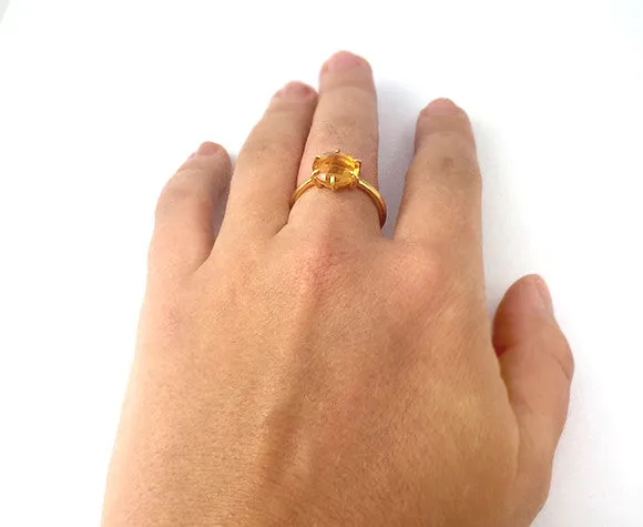 Aqua Chalcedony Round Prong Set Ring : March Birthstone