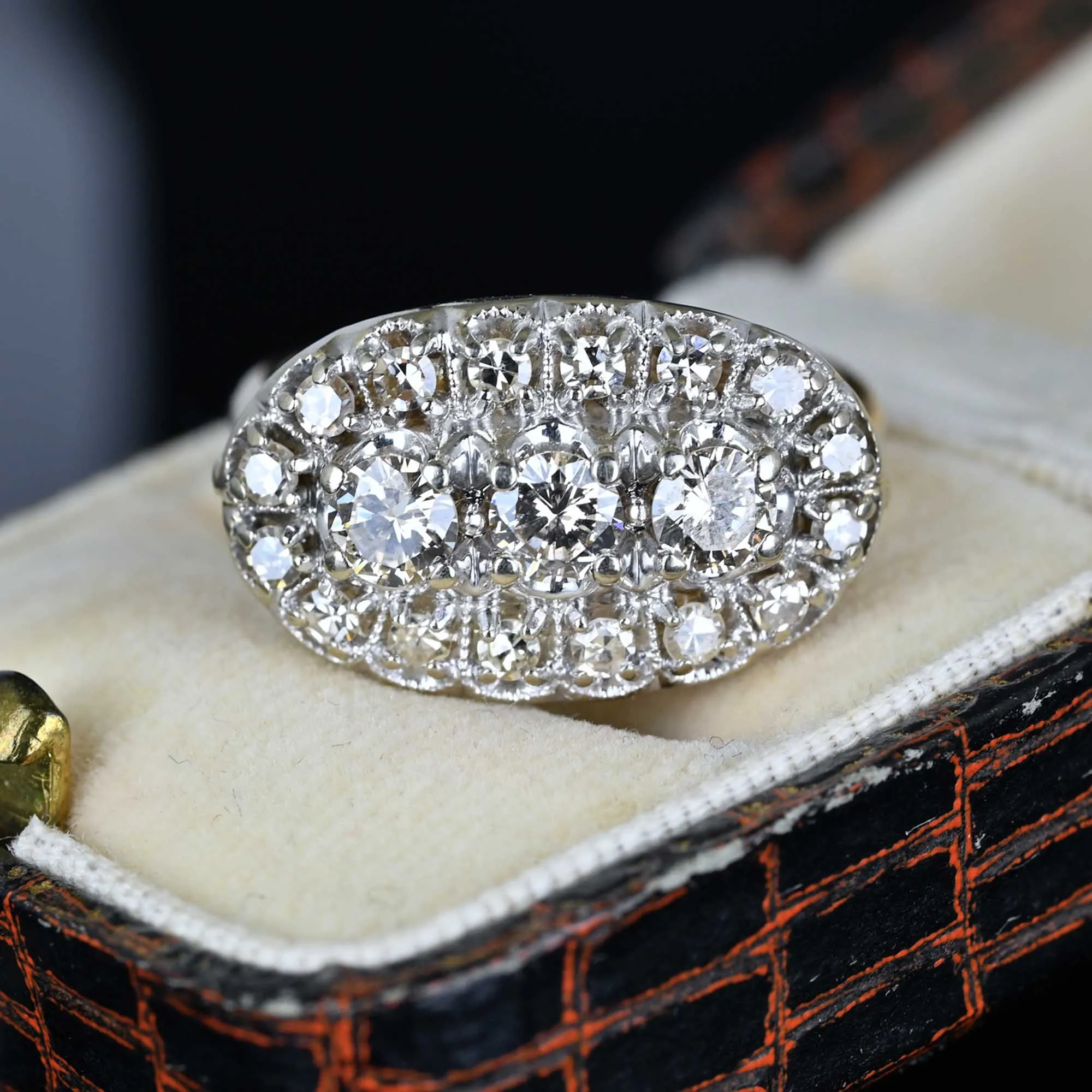 Art Deco 1.15 CTW Diamond Ring in 14K Gold