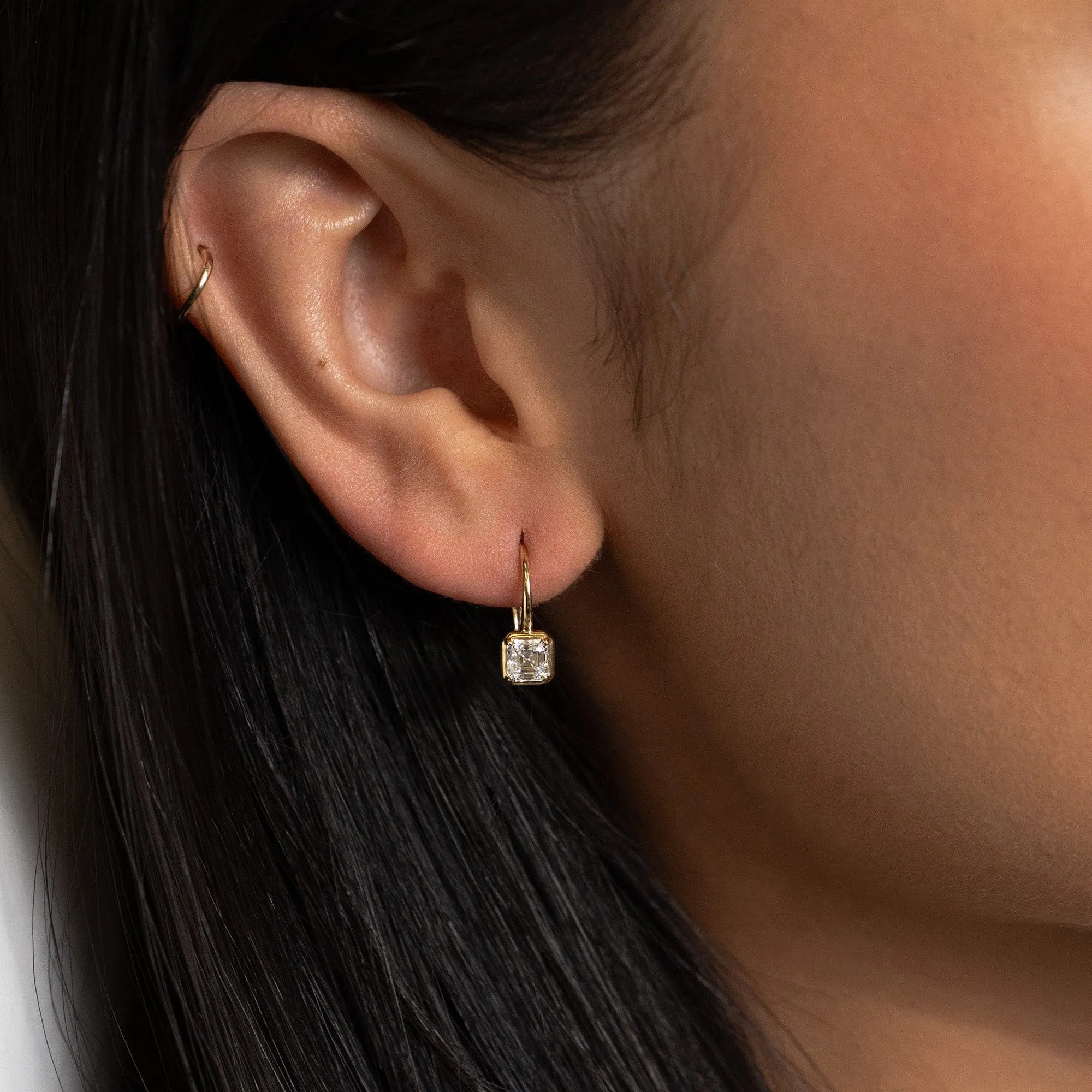 Ascher-Cut Diamond Dangle Earrings