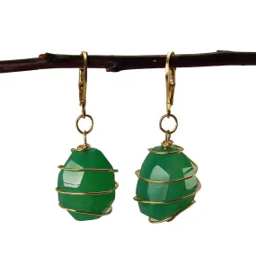 Ava Agate Wrap Earrings - Emerald