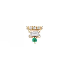 Baguette Bar Emerald Stud (Single) (ready to ship option)*