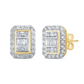 Baguette Emerald Shape Earrings with 1/2ct of Diamonds in 9ct Yellow Gold