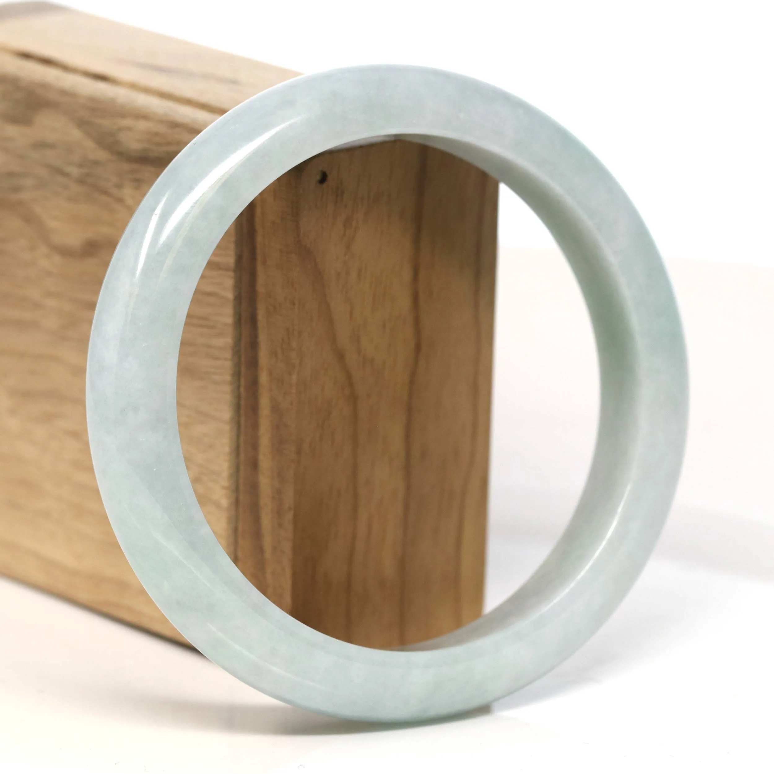 Baikalla "Half Round" Light Green Jadeite Jade Bangle Bracelet (62.30 mm) #T400