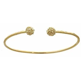 Better Jewelry 14K Yellow Gold West Indian Bangle w. Disco Ball Ends