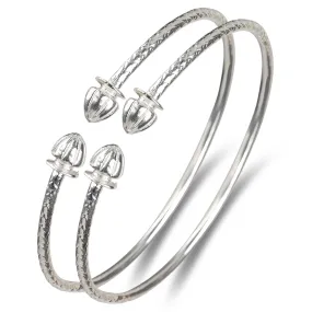 Better Jewelry Acorn .925 Sterling Silver West Indian Bangles, 1 pair