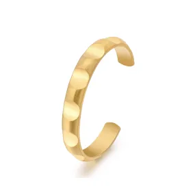 BG109G B.Tiff Simplicity Gold Circle Indent Adjustable Bangle Cuff
