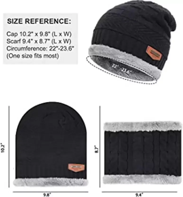 Black Woven Beanie Cap