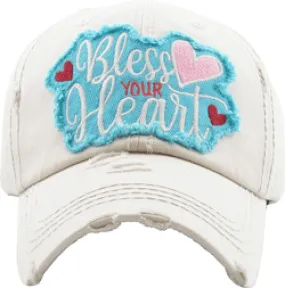 Bless Your Heart Vintage Baseball Cap Hat - Stone