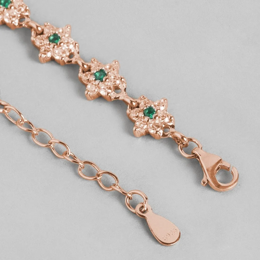 Blooms of Elegance Rose Gold-Plated 925 Sterling Silver Anklet