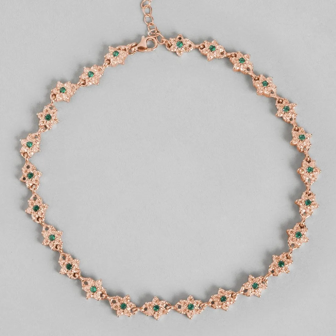 Blooms of Elegance Rose Gold-Plated 925 Sterling Silver Anklet