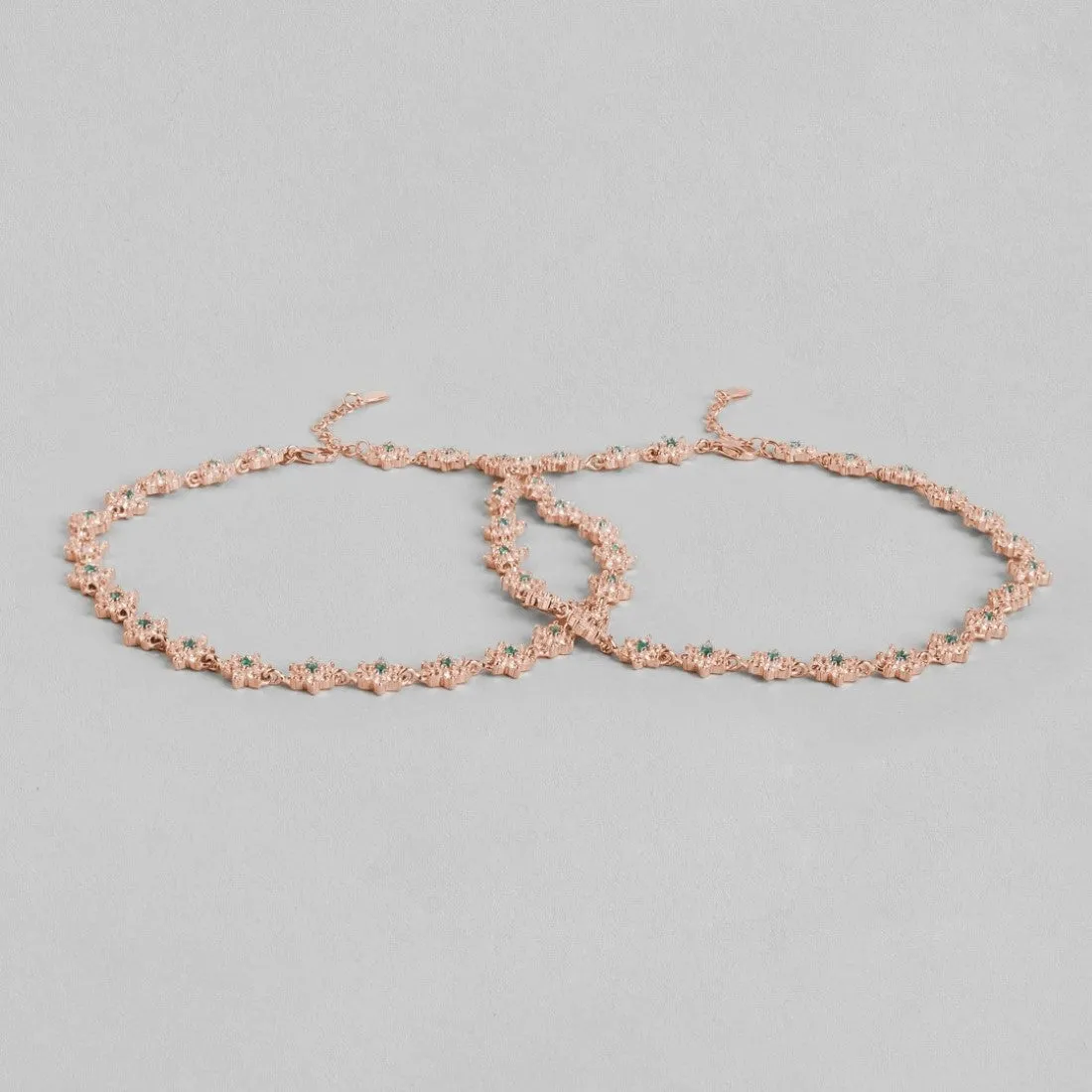 Blooms of Elegance Rose Gold-Plated 925 Sterling Silver Anklet