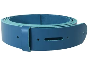 Blue Vegetable Tanned Leather Belt Blank w/ Matching Keeper | 60-72" Length