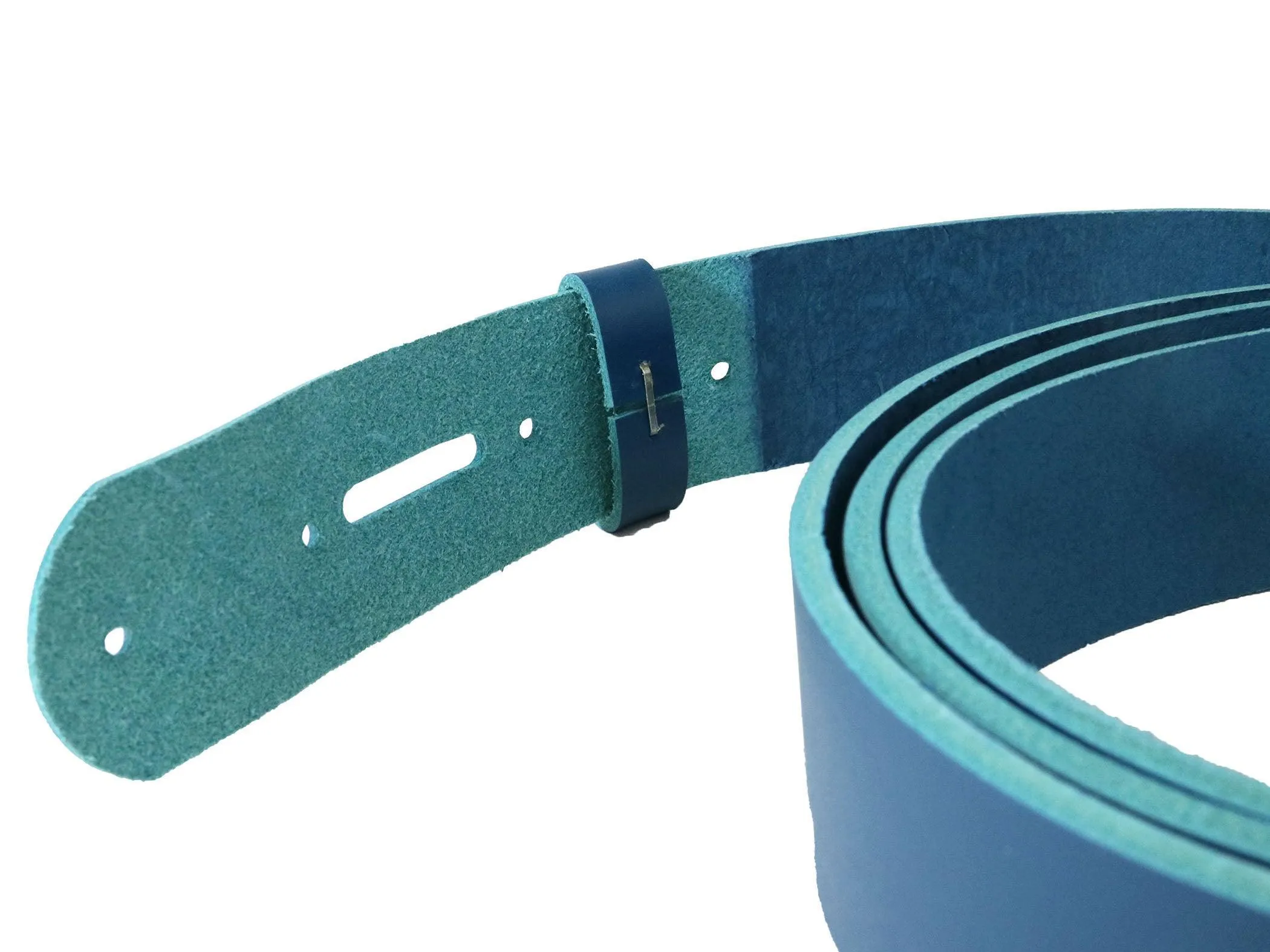 Blue Vegetable Tanned Leather Belt Blank w/ Matching Keeper | 60-72" Length
