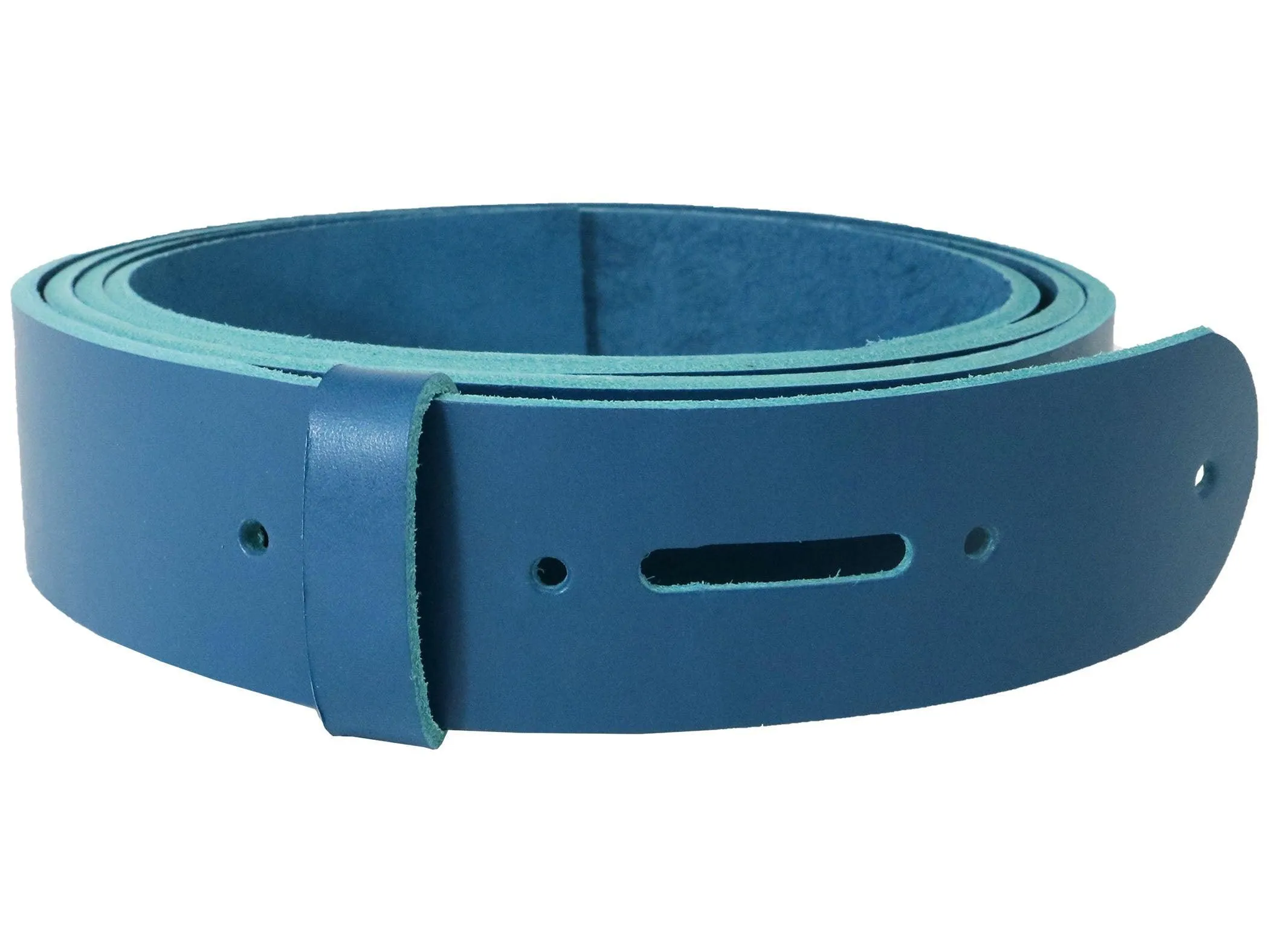 Blue Vegetable Tanned Leather Belt Blank w/ Matching Keeper | 60-72" Length