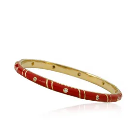 Bracelet - Enamel Bangle With Cubic Zirconia Dots