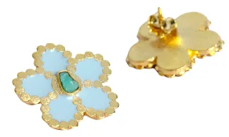 Camelia Rose Collection Colombian Raw Emerald & 24k Gold Plated Earrings