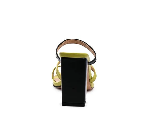 Color Block Heeled Sandal - Green/Black or White/Black