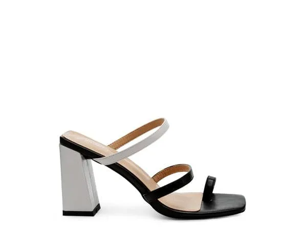 Color Block Heeled Sandal - Green/Black or White/Black